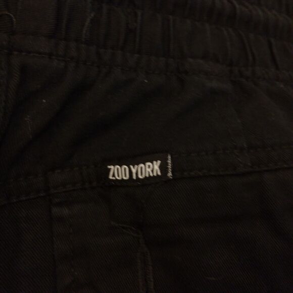 Zoo York cargo shorts mens M Medium black cotton twill drawstring stretch skate - Picture 4 of 10